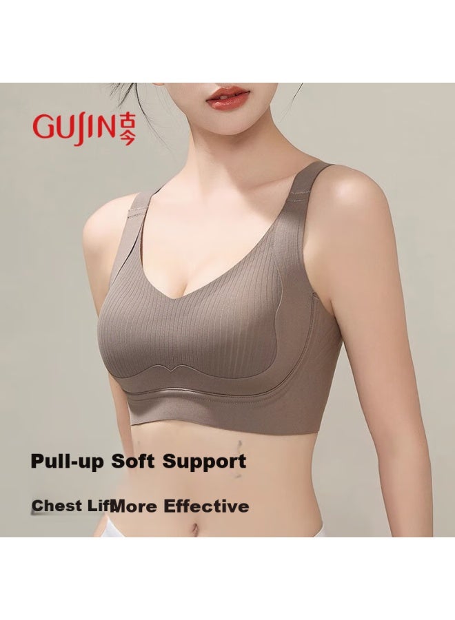Gujin Seamless Bra For Women, Push Up And Side Support, Anti-sagging Back, Lift Up, Gathered Bra - Image 1
