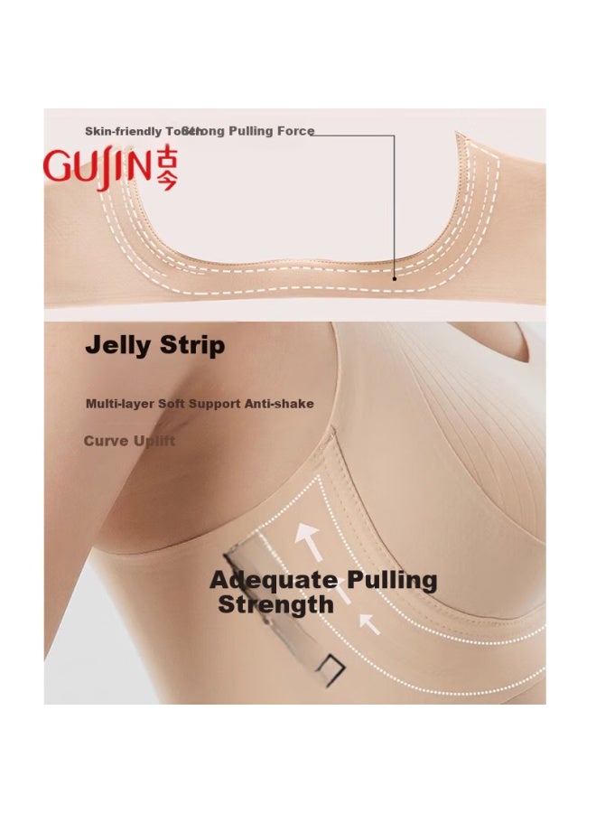 Gujin Seamless Bra For Women, Push Up And Side Support, Anti-sagging Back, Lift Up, Gathered Bra - Image 4