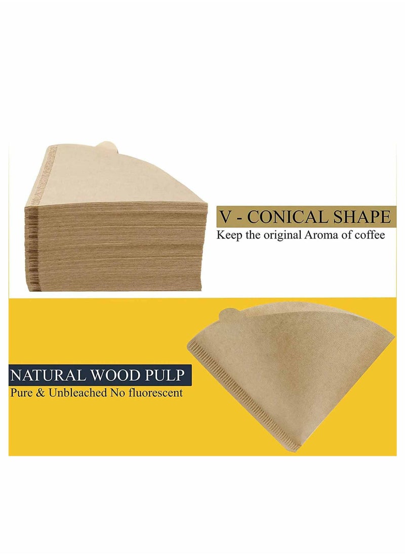 MIBRU Coffee Filter V60 Cone  2-4 Cups Size 02 Natural Unbleached Paper Pour Over Drippers 1000pcs Set Of 10  - Image 2