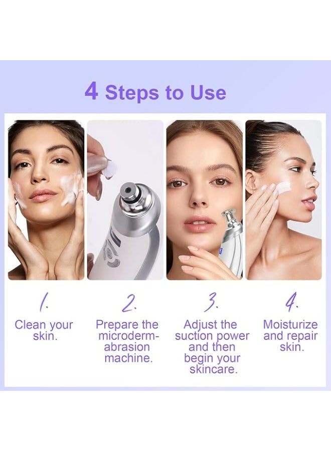 Microdermabrasion device, rechargeable suction-type microdermabrasion facial treatment, comes with 9 diamond microdermabrasion attachments, suitable for professional skincare salons and home use (white). - Image 5
