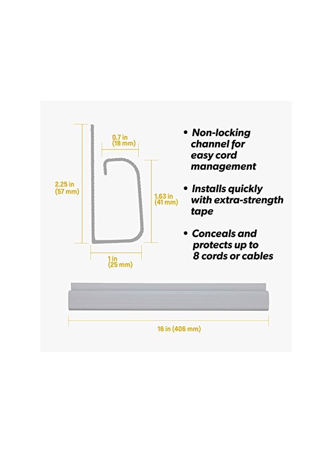 promass J Channel Desk Cable Organizer – 5 Grey Raceway Channels - Cord Cover Management Kit for Desks, Offices, and Kitchens - Image 4