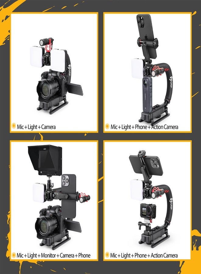 Zeadio Camera Stabilizer, Hand Grip Handheld Stabilizer with RGB Video Light and Microphone, Compatible with All Camcorders, Cameras, DSLRs, Action Cameras and All Smartphones - Image 3