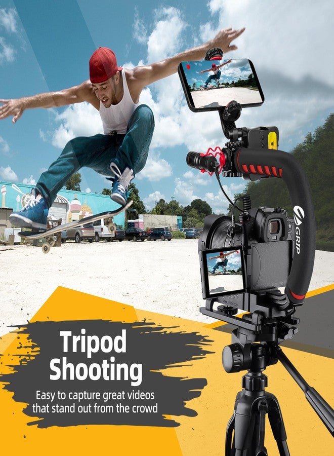 Zeadio Camera Stabilizer, Hand Grip Handheld Stabilizer with RGB Video Light and Microphone, Compatible with All Camcorders, Cameras, DSLRs, Action Cameras and All Smartphones - Image 4