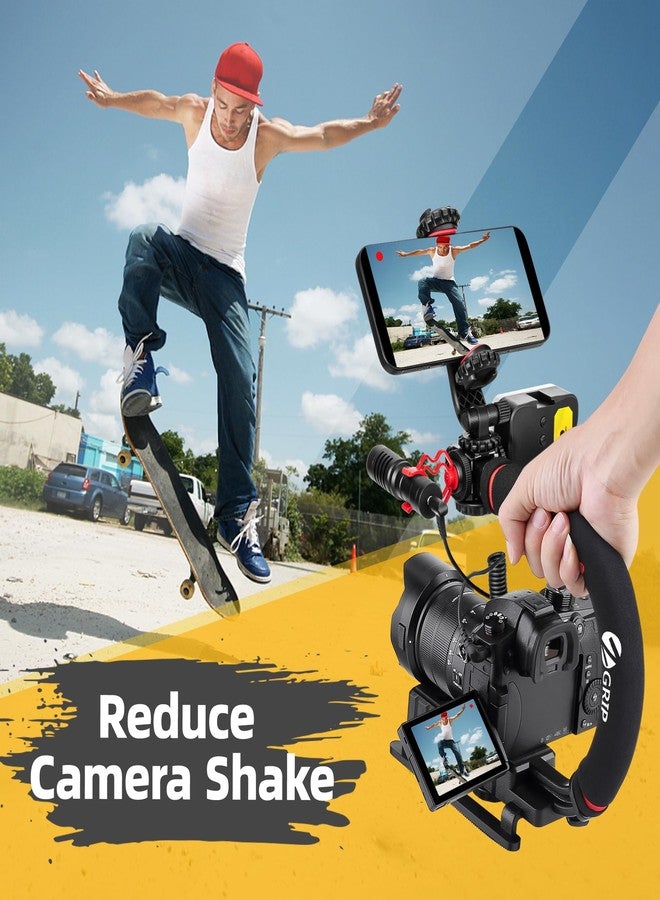 Zeadio Camera Stabilizer, Hand Grip Handheld Stabilizer with RGB Video Light and Microphone, Compatible with All Camcorders, Cameras, DSLRs, Action Cameras and All Smartphones - Image 5