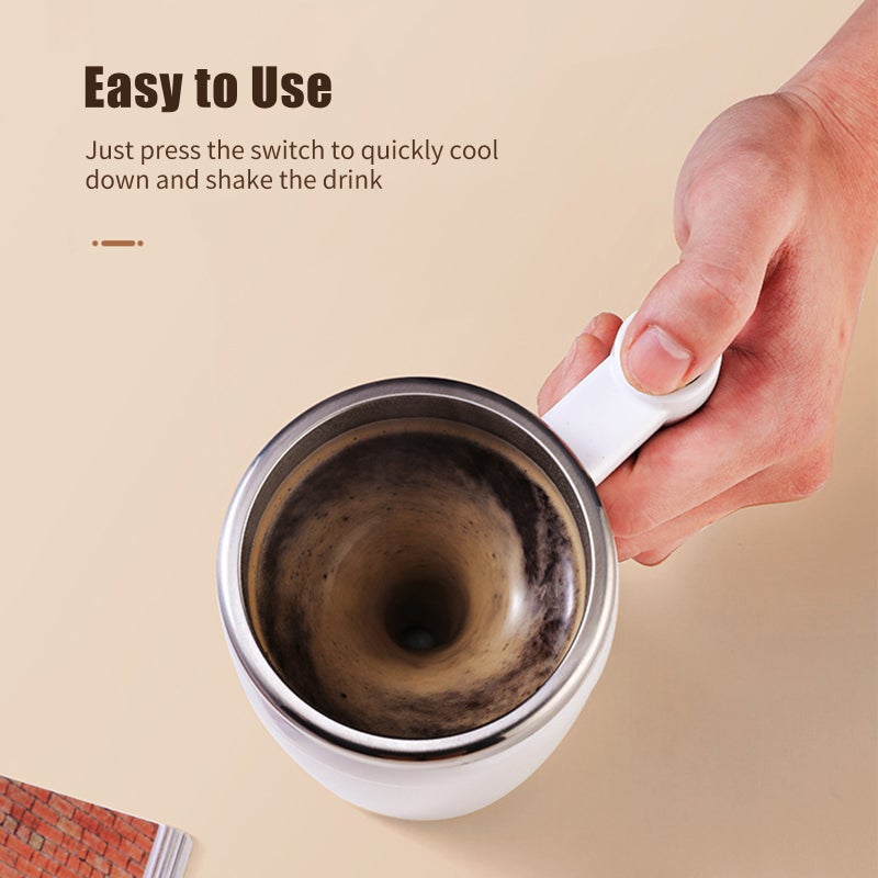 380mL Self Stirring Mug with Lid Automatic Magnetic Stirring Coffee Cup Electric Stainless Steel Self Mixing Coffee Cup for Coffee Milk Cocoa Hot Chocolate Tea - Image 4