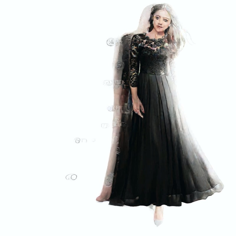 Evening Dress Long Sleeve Chiffon Lace Maxi Dress - Image 3