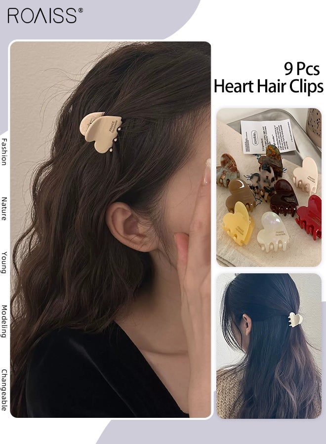 رويس 9 قطع من مشابك الشعر الصغيرة على شكل قلب، مشابك شعر أنيقة، إكسسوارات شعر عصرية وعصرية للجبين والجانب للاستخدام اليومي، إكسسوارات شعر الشاطئ - Image 1