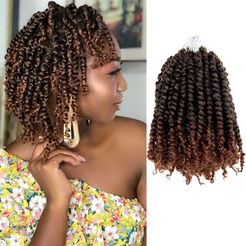 BOHOBABE Crochet Passion Twist Hair Pretwisted 10 Inch Short Prelooped Passion Twist Crochet Braiding Hair 8 Packs T30