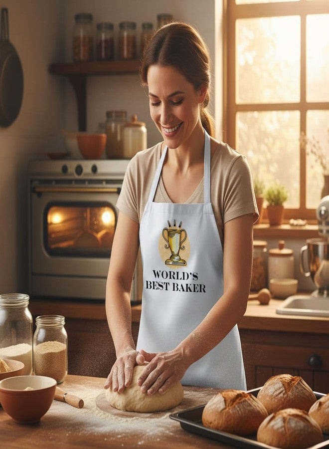 CoolAprons World’s Best Baker White Apron – Funny Cooking Kitchen Gift for Bakers, Chefs, Men & Women - Image 2