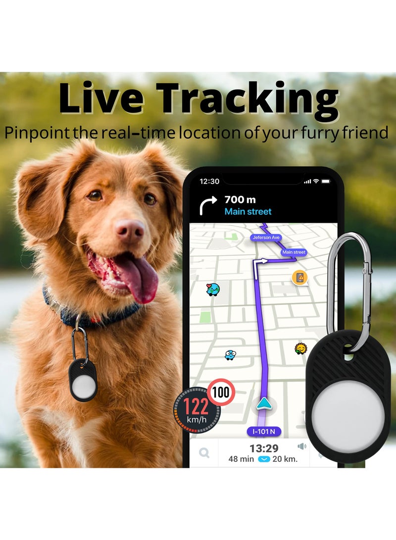 KASTWAVE Silicone Case for AirTag, for AirTag Keychain (2021), Suitable for Kids, Elder Protective Case - Black and Blue (2 Pack) - Image 3