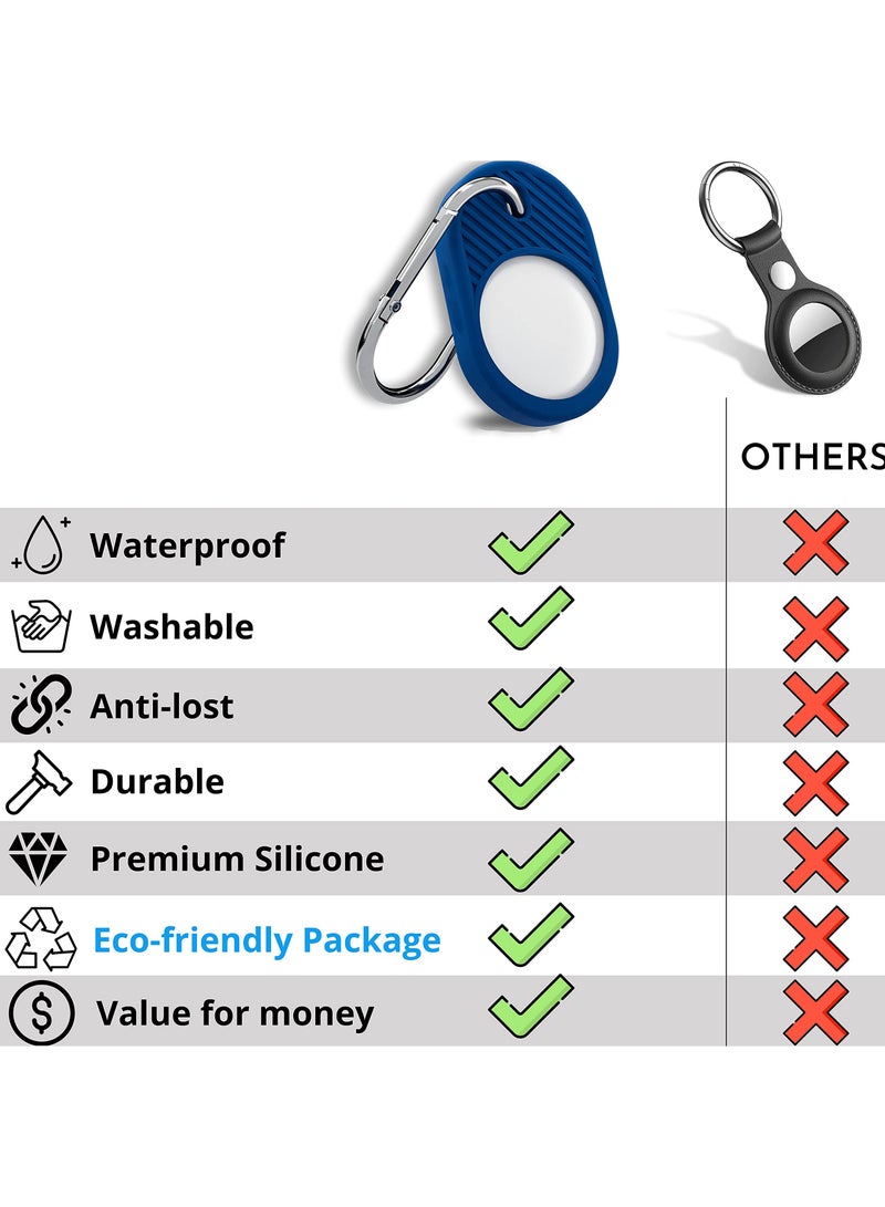 KASTWAVE Silicone Case for AirTag, for AirTag Keychain (2021), Suitable for Kids, Elder Protective Case - Black and Blue (2 Pack) - Image 4