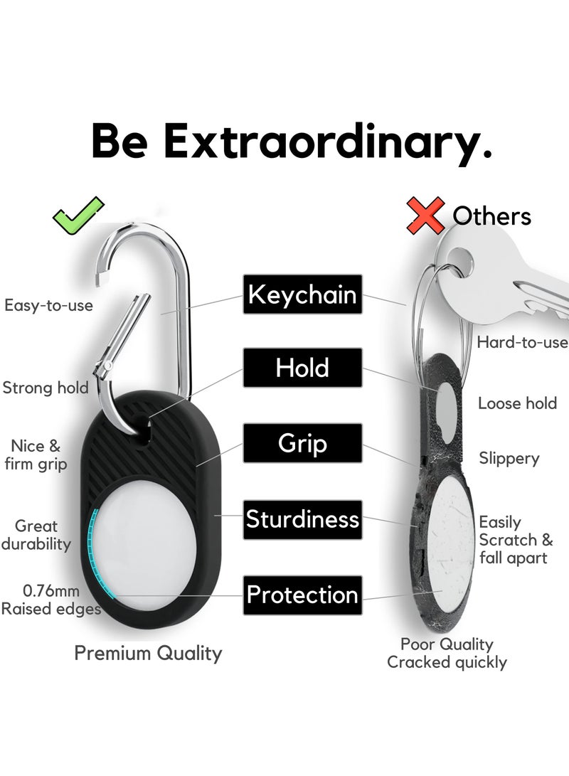 KASTWAVE Silicone Case for AirTag, for AirTag Keychain (2021), Suitable for Kids, Elder Protective Case - Black and Blue (2 Pack) - Image 5