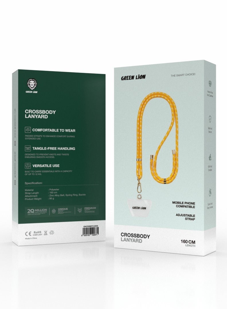 GREEN LION Crossbody Lanyard 160cm / Mobile Phone Compatible / Hands-Free / Tangle-Free / Comfortable to Wear/Padded Strap / Soft and Durable Phone Strap / Safe and Secure Lanyard - Yellow  - Image 2