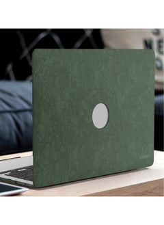 LEVELO Gevena Leather MacBook Pro 16" Cover/ Secure and Lightweight/ Silicone Bottom Base/ Precise Cutouts/ Ultra Slim - Dark Green  - Image 4