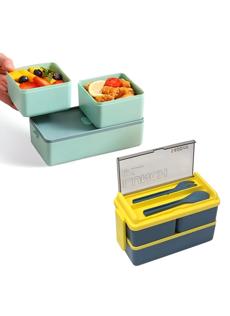 Food Storage - Colorful, Leak-Proof Adult Lunch Box With Layered Design And Built-In Utensils, 1400Ml Capacity, Suitable For Salads, Snacks, And Breakfast On The Go In Various Colors