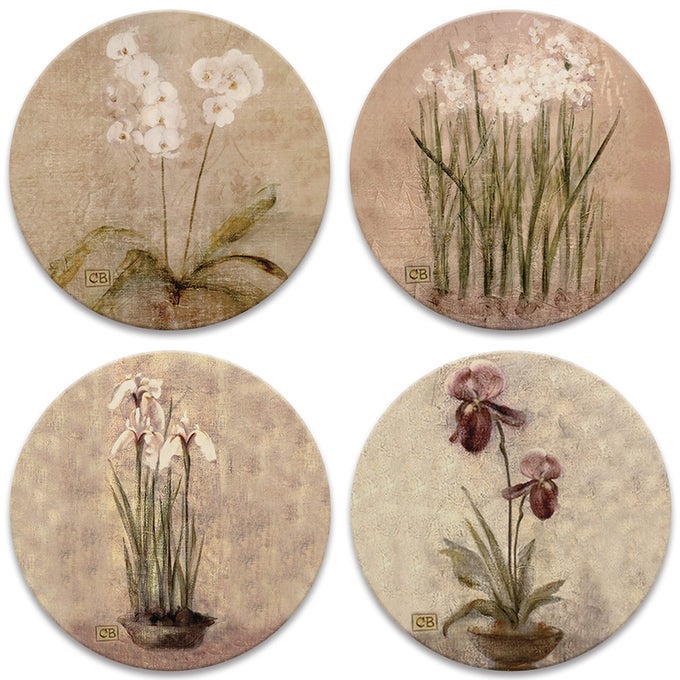 Subtle Flowers Absorbent Coasters 414Inch Set of 4