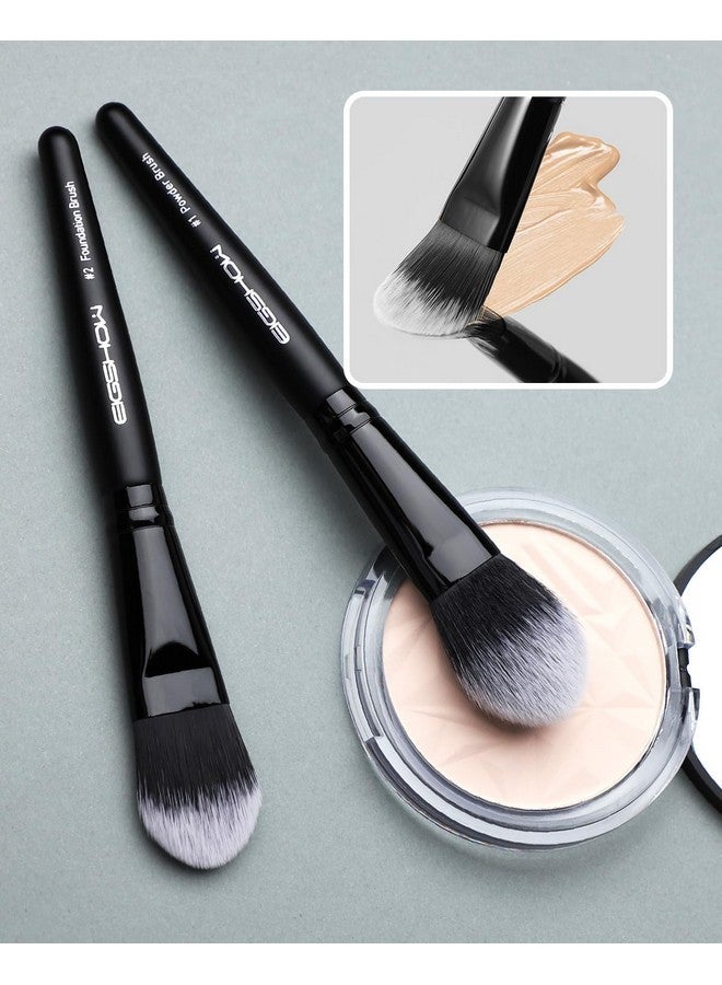 EIGSHOW Everyday Makeup Brushes, 5 Pcs Makeup Brush Set For Foundation Blush Concealer Eyeshadow Eyelid, Vegan & Cruelty-Free, Travel Friendly Make Up Brushes Set Gift For Women Girls Set- Black - Image 3