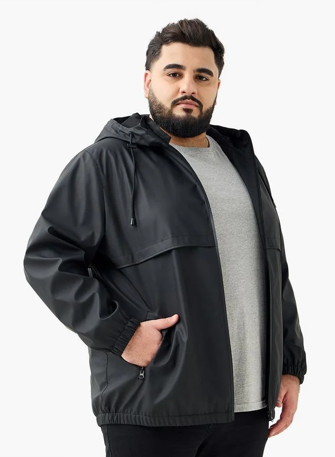 Men Regular Fit Hooded Longline Jacket