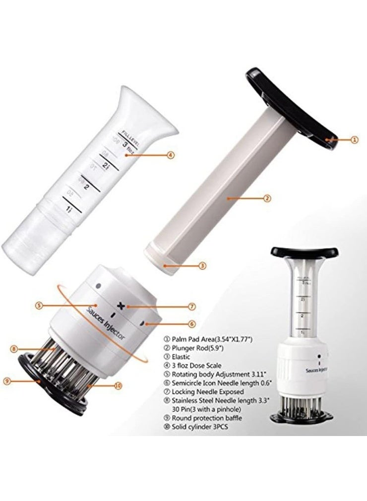 2-in-1 Meat Tenderizer & Sauce Injector - 30 Stainless Steel Needles, Professional Marinade Injector Tool for Steak, Chicken & BBQ, Manual Flavor Enhancer with 90ml Capacity - Image 4