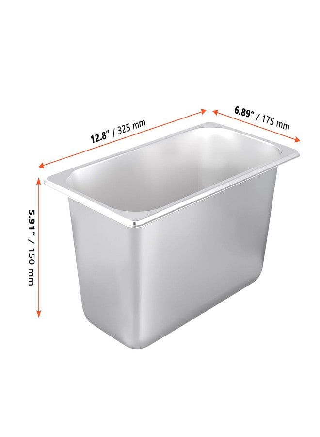 SINJEUN 6 Pack 1/3 Size Anti-Jam Hotel Pans, 6 Inch Deep Steam Table Pan, Metal Food Storage Pan for Home, Restaurant, Buffet - Image 2