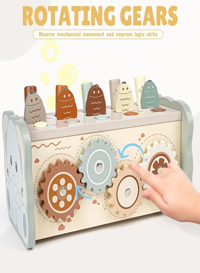 Joyreal Wooden Montessori Toys for 1 Year Old - Hammering Pounding Toy with Xylophone & Fishing Game - Educational Toddler Activities for 1 2 3 Year Old Christmas Birthday Gifts - Image 4