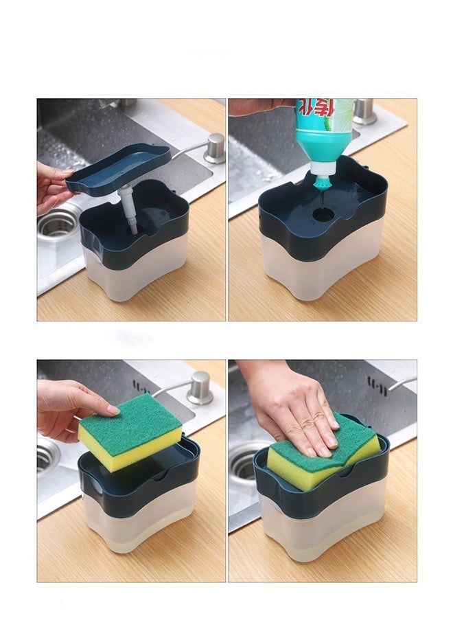 موزع صابون وحامل إسفنجة لمغسلة المطبخ موزع سائل غسيل الأطباق - Image 5