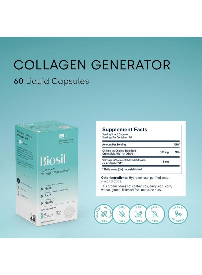 بيوسيل مُولِّد الكولاجين من Biosil - 60 كبسولة سائلة - مع مُركَّب ch-OSA الحاصل على براءة اختراع - يُولِّد ويحمي الكولاجين الخاص بك - خالٍ من الكائنات المُعَدَّلة وراثيًا - إمداد لمدة 30 يومًا - Image 2
