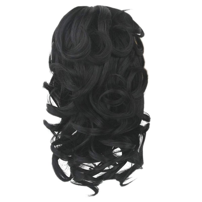 Flonding 12 Womens Ponytail Short Curly Claw Clip in Pony Tail Hair Piece Wavy Extension Wig Hairpiece Jaw Clip Hair Extensions 1B