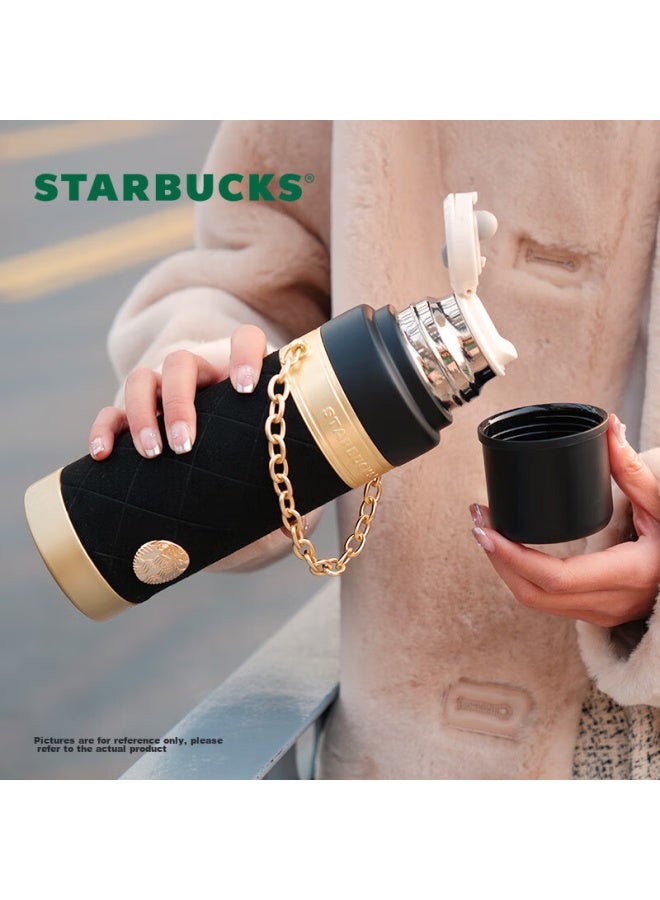 Starbucks كوب ستاربكس فلو الذهبي المصنوع من الفولاذ المقاوم للصدأ 580 مل، كوب سيارة محمول، هدية قيسى - Image 4