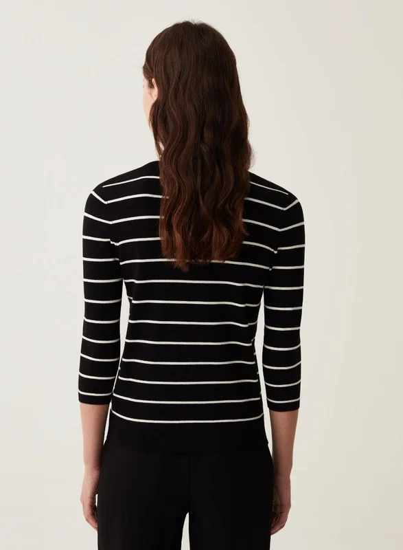 Ovs Striped cardigan with three-quarter sleeves