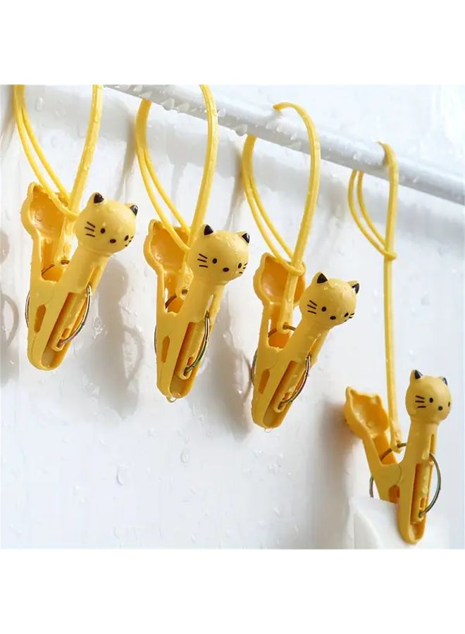 White Gray 6pcs Cartoon Clothes Drying Clips with Rope Windproof Travel Hanging Anchor - Image 5