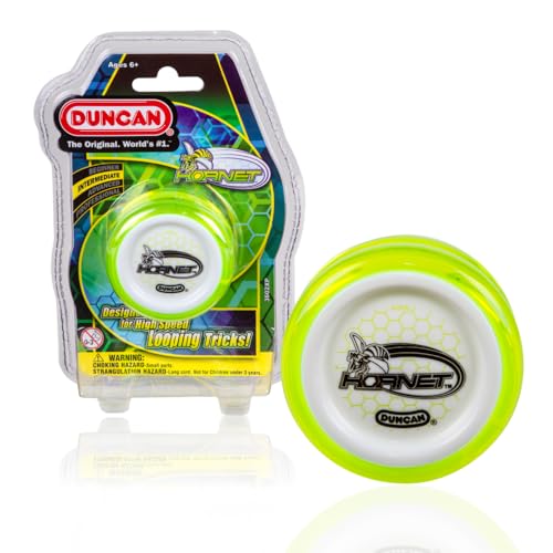 Duncan Toys Hornet Pro Looping YoYo with String Ball Bearing Axle and Plastic Body Green with White Cap - Image 1