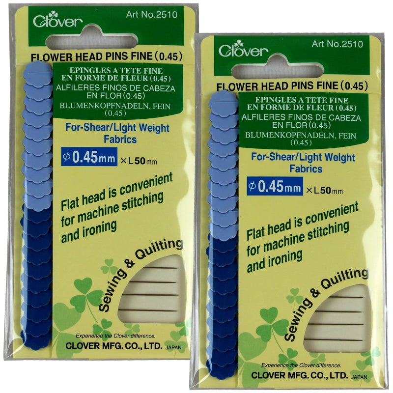 Clover Bundle of 2 20 piece Packs Clover Flower Head Fine Pins 45mm by 50mm Long