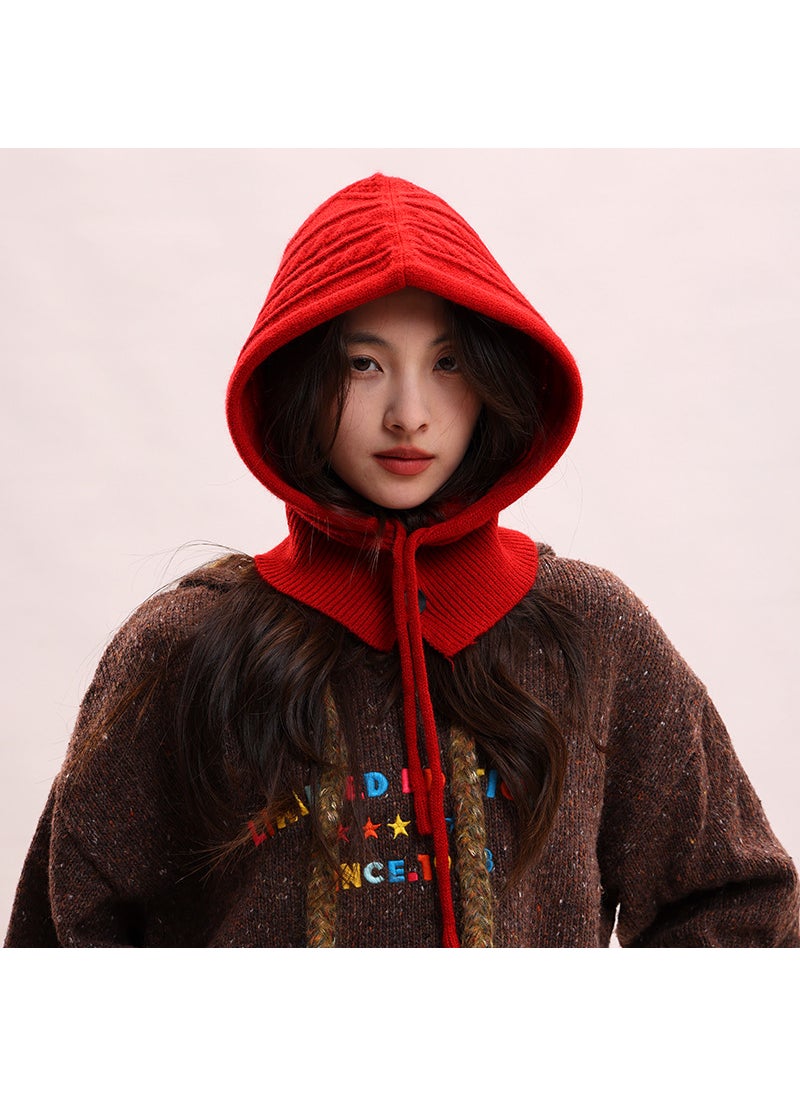 Generic Vintage Red Balaclava Knit Cap Earflap Black-hat  - Image 5