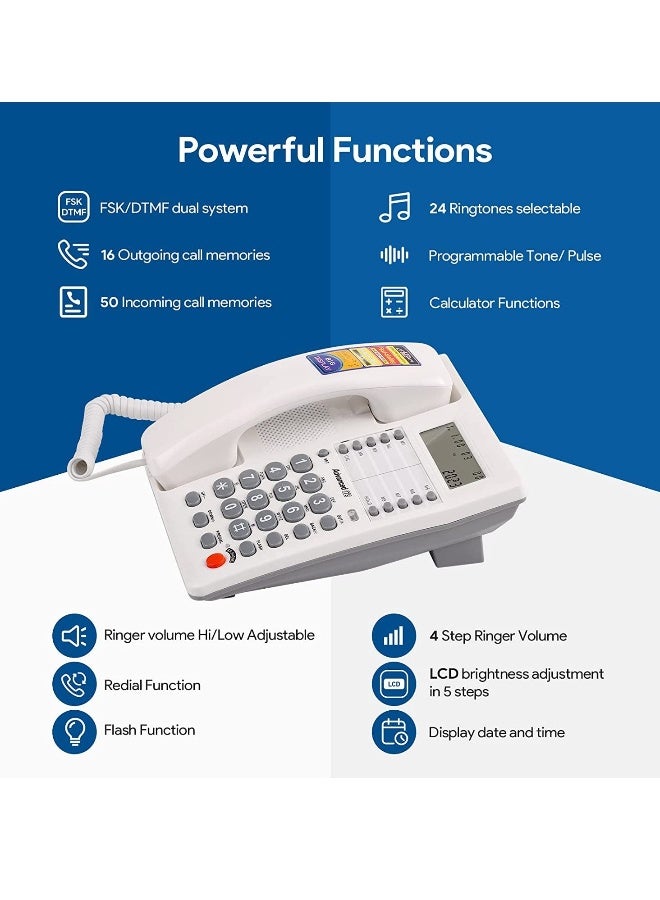 Corded Telephone Landline with Caller ID Call Waiting Hands-Free Cable Telephone for Home Office Hotel - Image 4