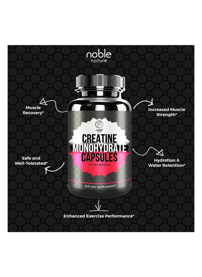 noble nature - Creatine Monohydrate Capsules - 120 Veg Capsules - Image 1