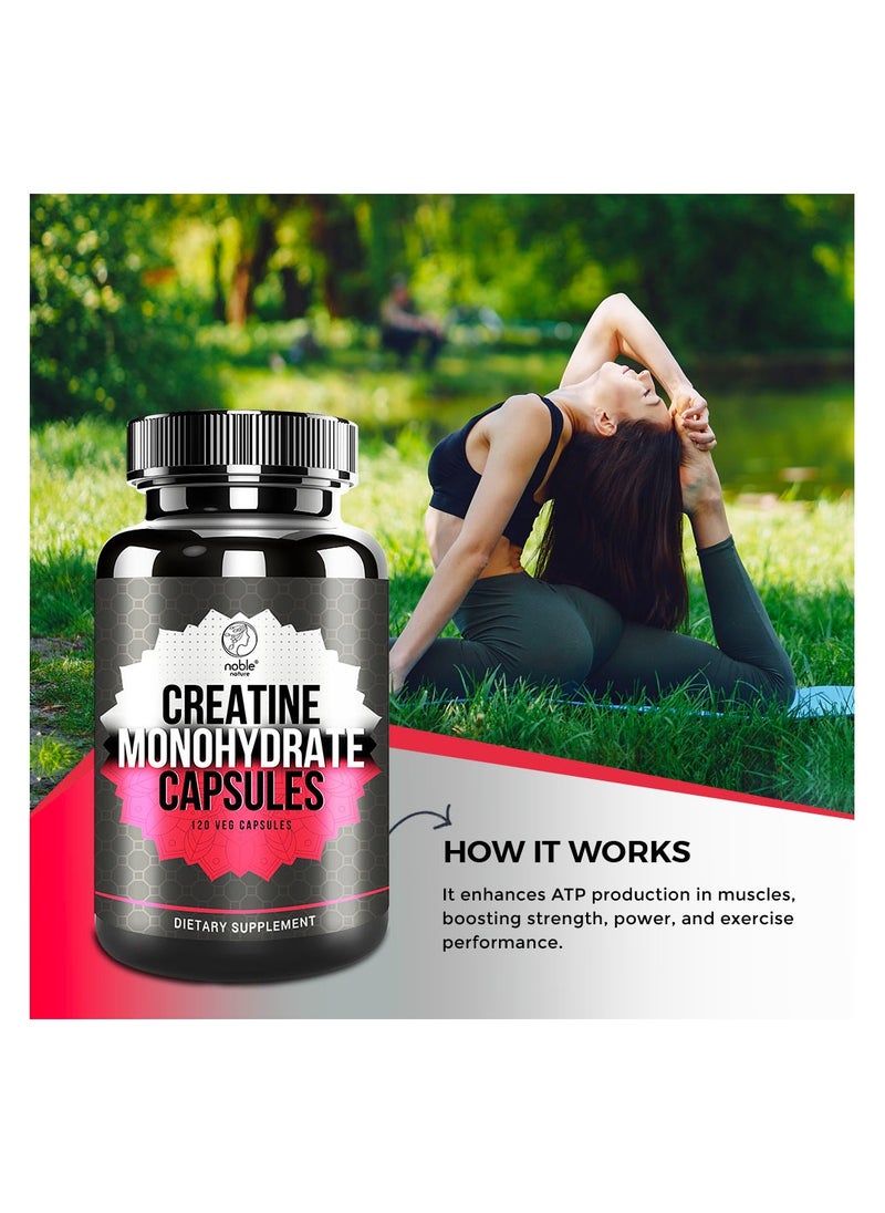 noble nature - Creatine Monohydrate Capsules - 120 Veg Capsules - Image 1