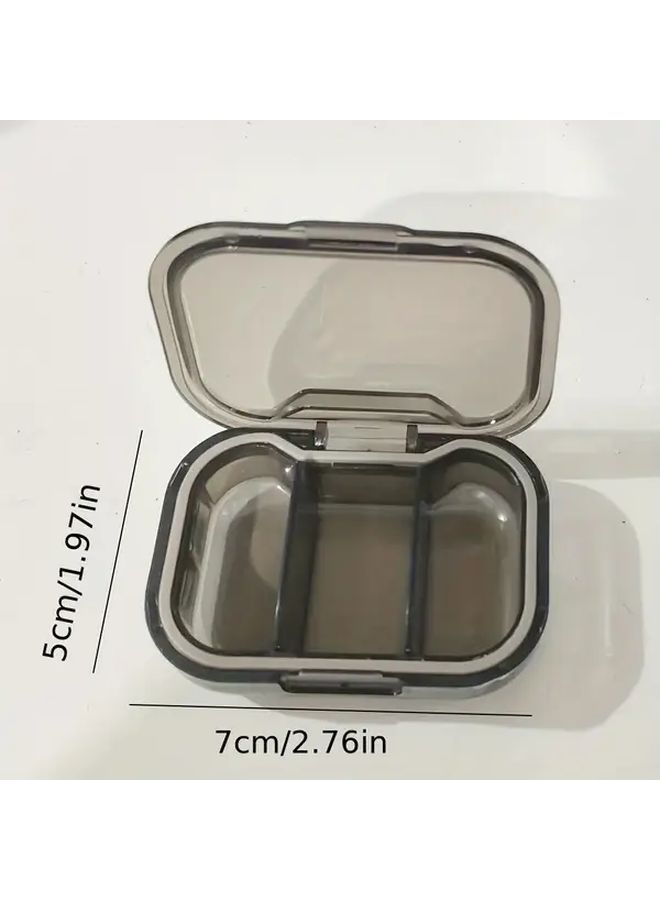 Blue 3 Compartment Leakproof Pill Organizer Box Portable Medicine Case with Transparent Lid - Image 3