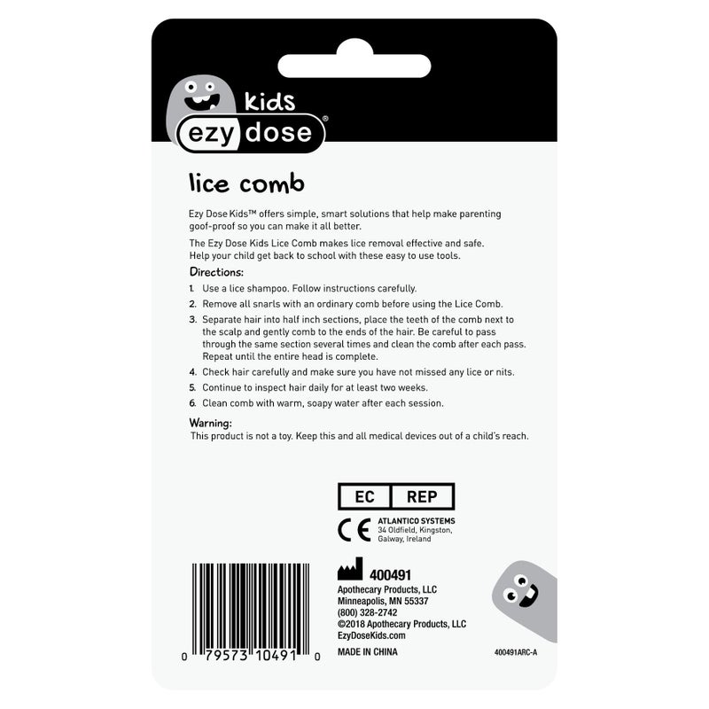 EZY DOSE Kids Lice Comb, Effective for Head Lice, Eggs and Nit Removal, Works with Any Lice Treatment, Suitable for Any Type of Hair, Safe for Baby, Kids and Adults, Blue, BPA Free - Image 3