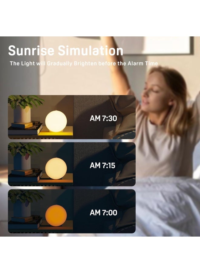 Wake Up Light Sunrise Alarm Clock for Kids, Heavy Sleepers, Bedroom, with Sunrise Simulation, Sleep Aid, Dual Alarms, FM Radio, Snooze, Nightlight, Daylight, 7 Colors, 7 Natural Sounds, Ideal for Gift - Image 2