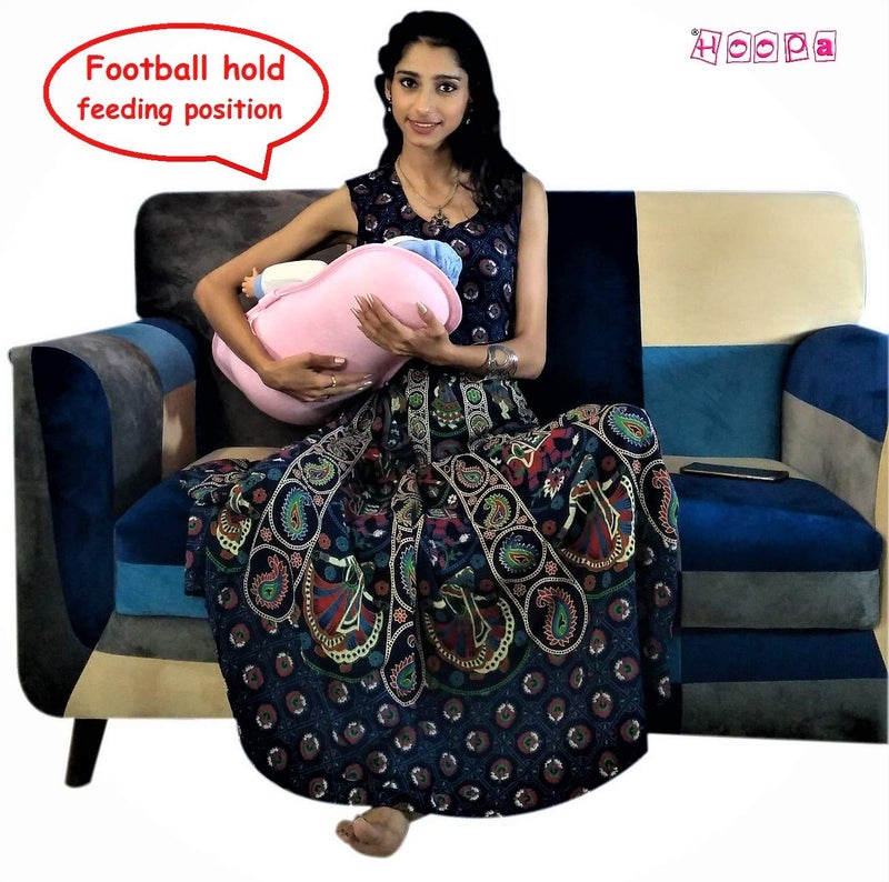 HOOPA وسادة تغذية HOOPA، وردي | وسادة رضاعة | وسادة تمريض | وسادة للرضاعة | حاملة أطفال | حاملة حديثي الولادة | حاملة أطفال مائلة - Image 2