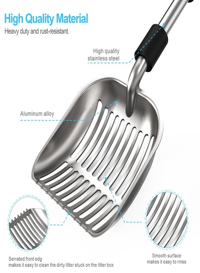 Depets Cat Litter Scoop, Metal Litter Scooper with Deep Shovel, Detachable Long Handle Cat Litter Sifter with Holder, Large Durable Cat Litter Shovel with Foam Pad Grip for Easy Sifting - Image 5