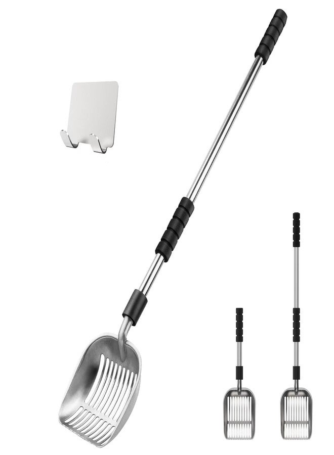 Depets Cat Litter Scoop, Metal Litter Scooper with Deep Shovel, Detachable Long Handle Cat Litter Sifter with Holder, Large Durable Cat Litter Shovel with Foam Pad Grip for Easy Sifting - Image 1