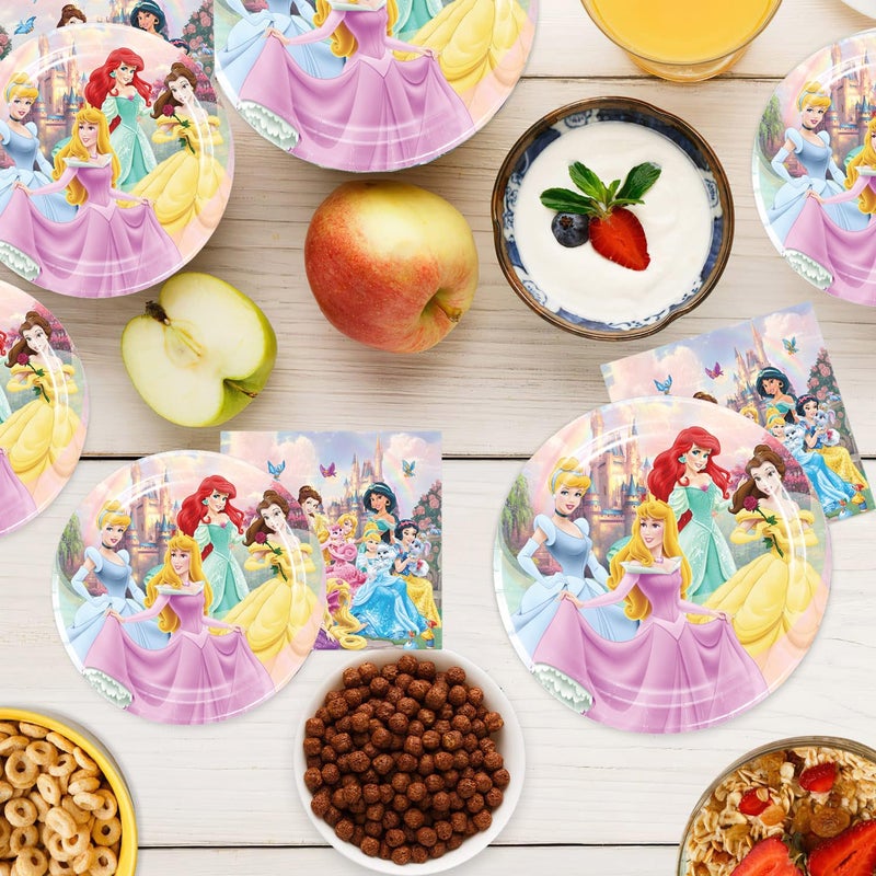 Omto 40Pcs Princess Party Supplies include 20 plates, 20 napkins for the Princess birthday party Decoration - Image 5