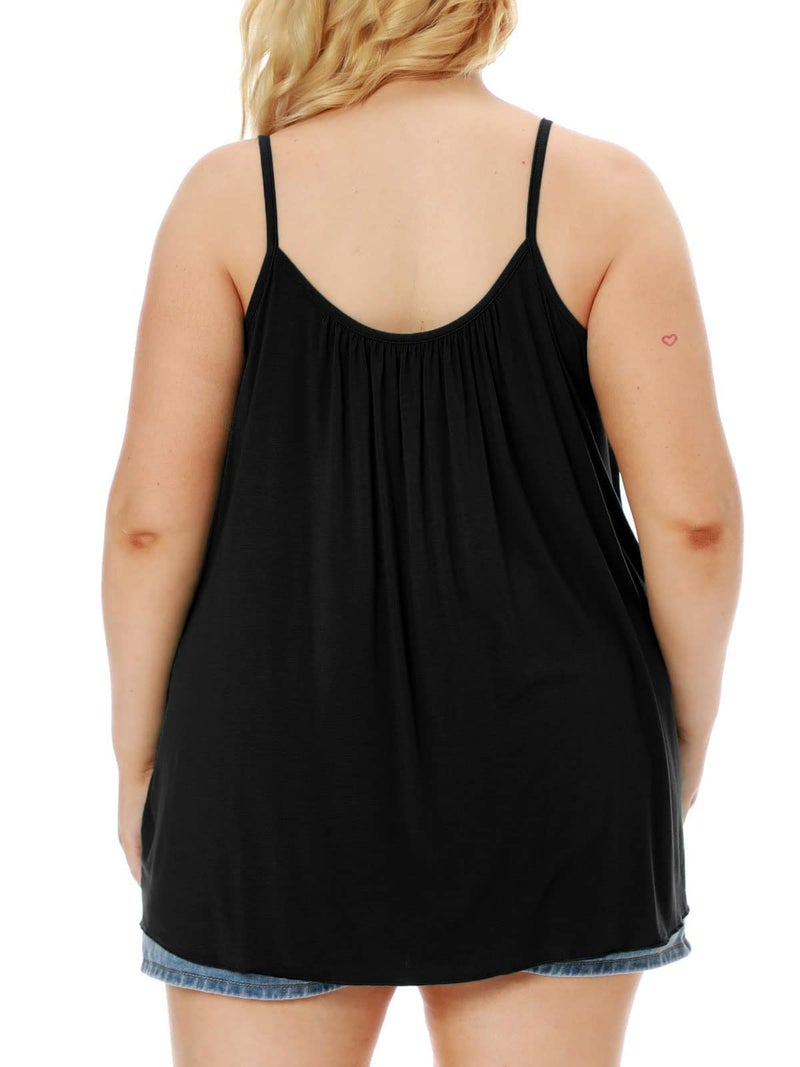 7th Element Plus Size Tank Tops for Womens Camisoles Cami Loose Fit Sleeveless Summer Dressy Shirts Blouse 2025 Summer(Black,1X) - Image 2