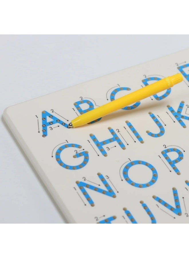 سندس لوحة الكتابة المغناطيسية لتعليم الحروف الإنجليزية للأطفال - لعبة مونتيسوري لتعليم الأبجدية العربية مع قلم مغناطيسي، لوحة تتبع تعليمية للأطفال الصغار - Image 4