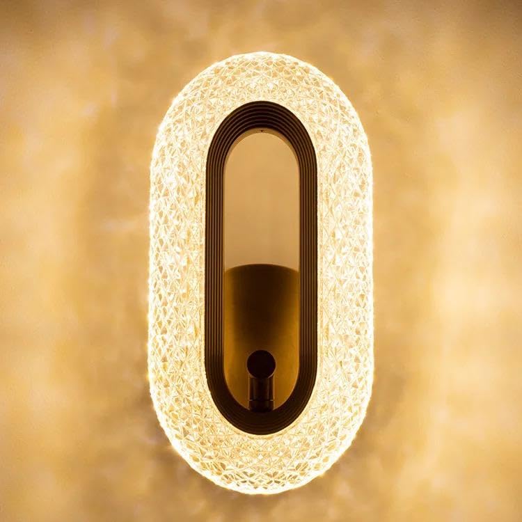blissbells Modern Crystal Wall Sconce Light, LED Curved Design with Gold Finish, Decorative Interior Lighting Fixture for Living Room, Bedroom - Image 2