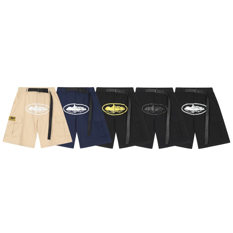Corteiz Shorts Alcatraz Island Printed Caution Pants Casual Shorts High Street Casual Multi-Pocket Men And Women - Image 2