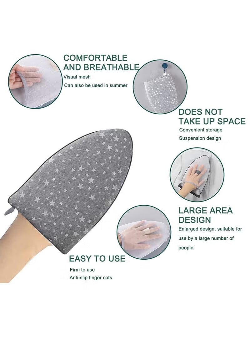 Garment Steamer Ironing Glove, Waterproof Heat Resistant Anti Steam Mitt with Finger Loop, Complete Care Protective Garment Steaming Mitt Accessories for Clothes (Grey stars)  - Image 2