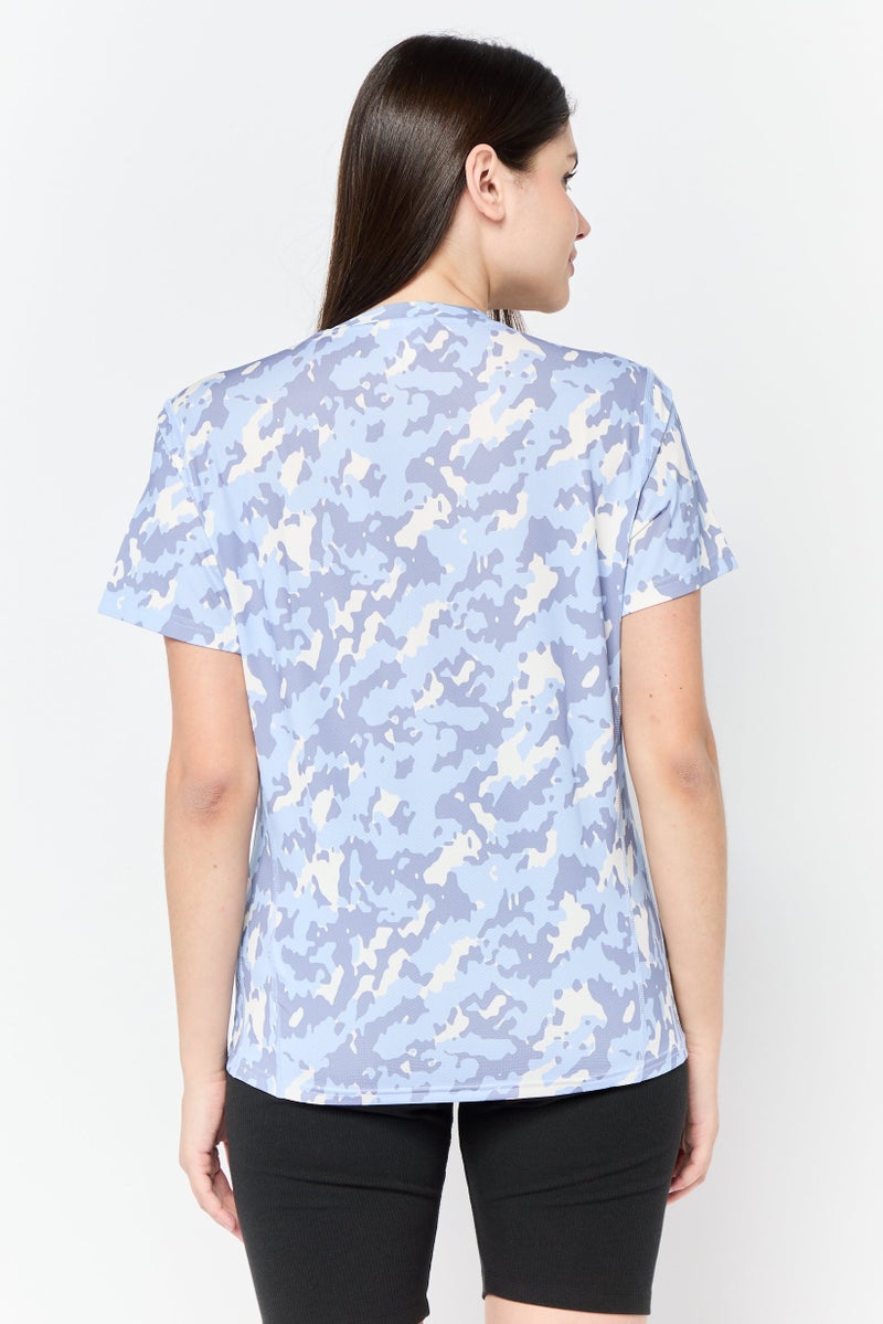 Adidas Women Sportswear Fit Short Sleeve Camouflage Running T-shirt, Multicolor  - Image 3